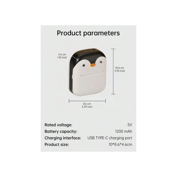 Rechargeable Mini Printer - C9 Thermal Printer with Paper Roll - Bluetooth Printer For Printing